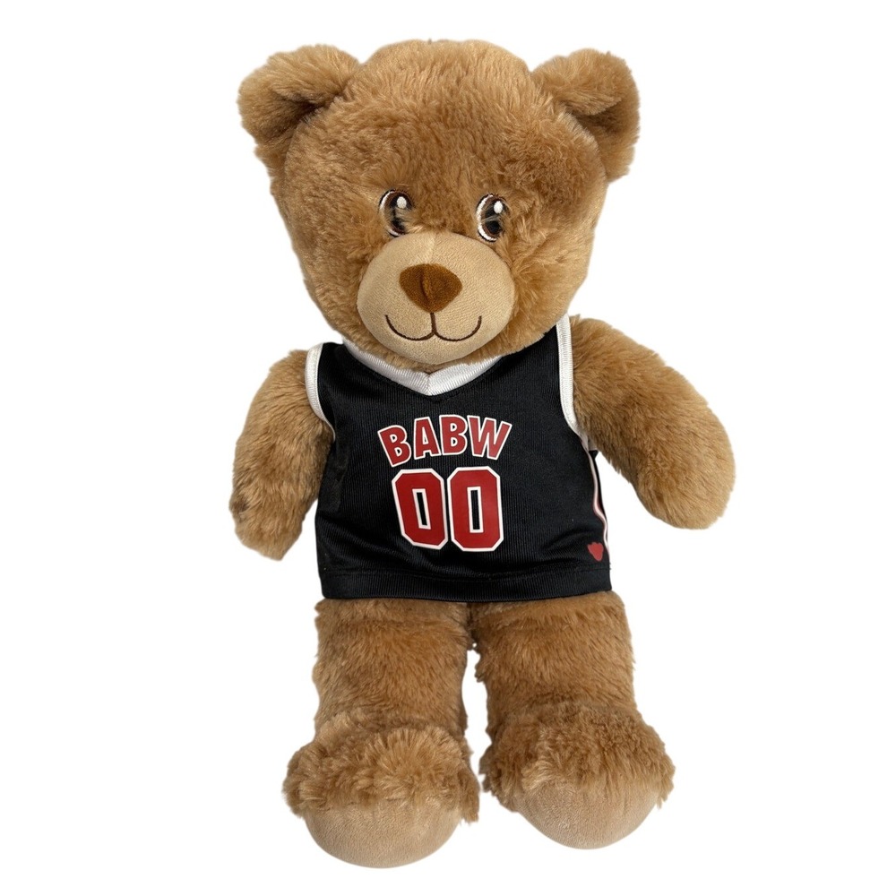 Build A Bear Workshop Brown Teddy Bear‎ Plush with BABW 00 Basketball Jersey